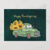 感謝祭グリーントラックひまわりビジネス シーズンポストカード (正面)