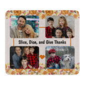 感謝祭コラージュ写真とカスタム文字 カッティングボード (正面)