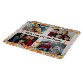 感謝祭コラージュ写真とカスタム文字 カッティングボード (角)