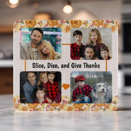 感謝祭コラージュ写真とカスタム文字 カッティングボード