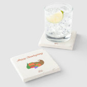 感謝祭コルヌコピアマーブルストーンコースター ストーンコースター (横)