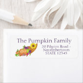 感謝祭コルヌコピア水色で収穫 ラベル (インサイチュ)