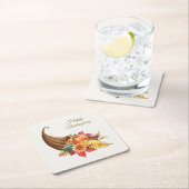 感謝祭コルヌコピア紙コースター スクエアペーパーコースター (インサイチュ)