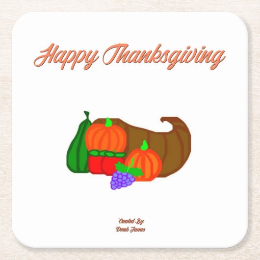 感謝祭コルヌコピア紙コースター スクエアペーパーコースター (正面)