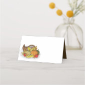 感謝祭コルヌコピア緑エレガント色の秋 プレイスカード (正面)