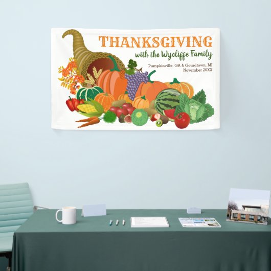 感謝祭コルヌコピア豊かさ豊かさの角 横断幕 (トレードショー)