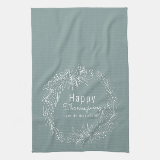 感謝祭コーンリースハンドドローイラストレーション キッチンタオル (縦)