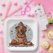 感謝祭ゴールデンレトリバードッグ ペーパープレート (パーティー)