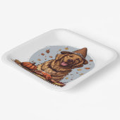 感謝祭ゴールデンレトリバードッグ ペーパープレート (傾斜あり)