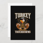 感謝祭サッカーのためのトルコとタッチダウン 招待状 (正面/裏面)