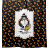 感謝祭シェットランドシェプドッグ(ブルーメルルおもしろい) シャワーカーテン (正面)