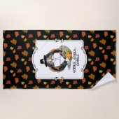 感謝祭シェットランドシェプドッグ(ブルーメルルおもしろい) ビーチタオル (正面)