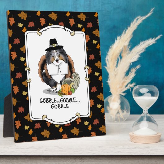 感謝祭シェットランドシェプドッグ(ブルーメルルおもしろい) フォトプラーク (側面)