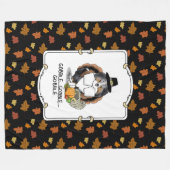 感謝祭シェットランドシェプドッグ(ブルーメルルおもしろい) フリースブランケット (正面(横))