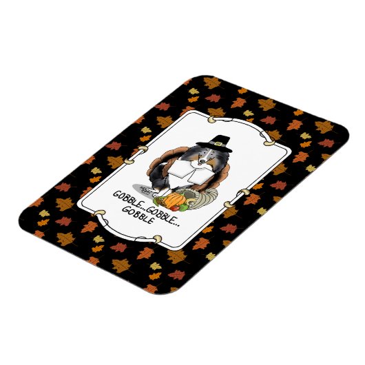 感謝祭シェットランドシェプドッグ(ブルーメルルおもしろい) マグネット (左側)