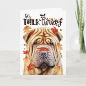 感謝祭シャールペイ犬が七面鳥を語る シーズンカード (正面)