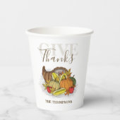 感謝祭シンプルのコルナエレガント与え感謝していコピア 紙コップ (正面)