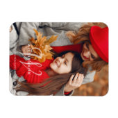 感謝祭シンプルのモノグラムメッセージファミリー写真 マグネット (横)