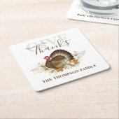 感謝祭シンプルトルコエレガント与え感謝していは スクエアペーパーコースター (アングル)