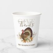 感謝祭シンプルトルコエレガント与え感謝していは 紙コップ (裏面)