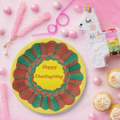 感謝祭ジオメトリオレンジグリーン金ゴールド円形 ペーパープレート (パーティー)