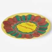 感謝祭ジオメトリオレンジグリーン金ゴールド円形 ペーパープレート (アングル)