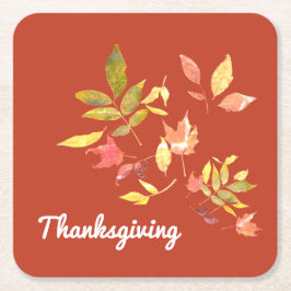 感謝祭スクエア紙コースター スクエアペーパーコースター