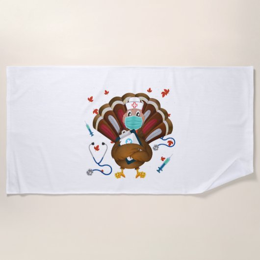 感謝祭スクラブトップス女性トルコナースホリダ ビーチタオル (正面)