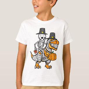 感謝祭スケルトンオントレックスディノ秋ボーイズキッズ Tシャツ