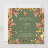 感謝祭スタイリッシュ素朴の友だちディナー 招待状 (正面)