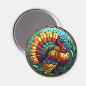 感謝祭ステンドグラス七面鳥 マグネット (正面/裏面)