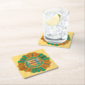 感謝祭セットモダンユニーク金ゴールド紅葉 スクエアペーパーコースター (インサイチュ)