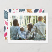 感謝祭タイポグラフィパーソナライズされた写真 ポストカード (正面/裏面)