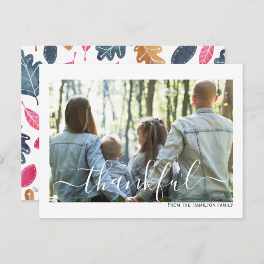 感謝祭タイポグラフィパーソナライズされた写真 ポストカード (正面/裏面)