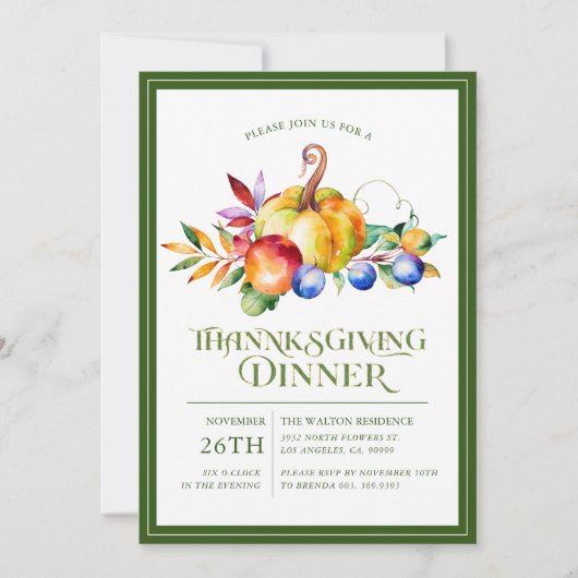 感謝祭タイポグラフィ秋ハーベストブーケ シーズンカード (正面)