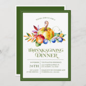 感謝祭タイポグラフィ秋ハーベストブーケ シーズンカード (正面/裏面)