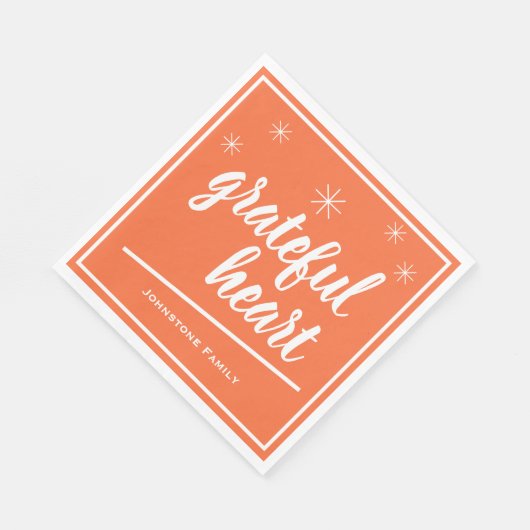 感謝祭タイムスクリプト感謝ハート紙 スタンダードランチョンナプキン (角)
