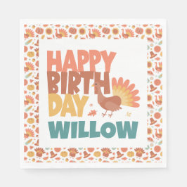 感謝祭ターキーゴブルゴブルハッピーバースデー スタンダードランチョンナプキン