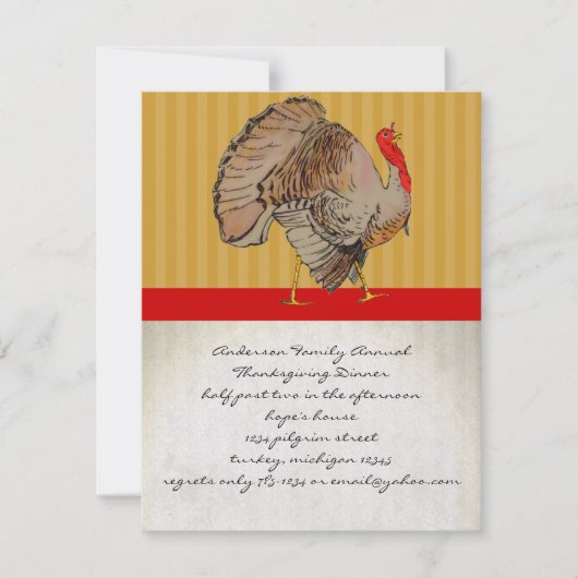感謝祭ターキーディナーパーティの招待状 招待状 (正面)
