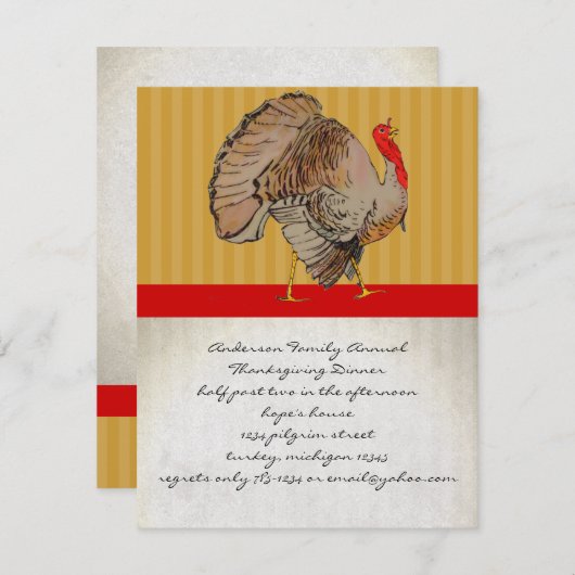 感謝祭ターキーディナーパーティの招待状 招待状 (正面/裏面)