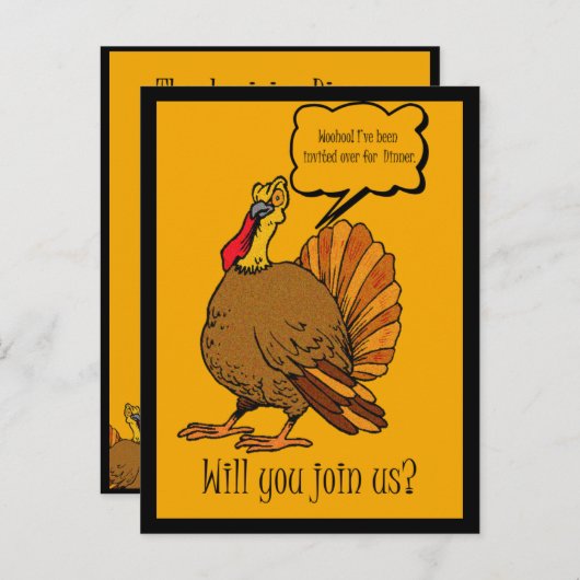 感謝祭ターキーディナー招待状 インビテーションポストカード (正面/裏面)