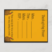 感謝祭ターキーディナー招待状 インビテーションポストカード (裏面)