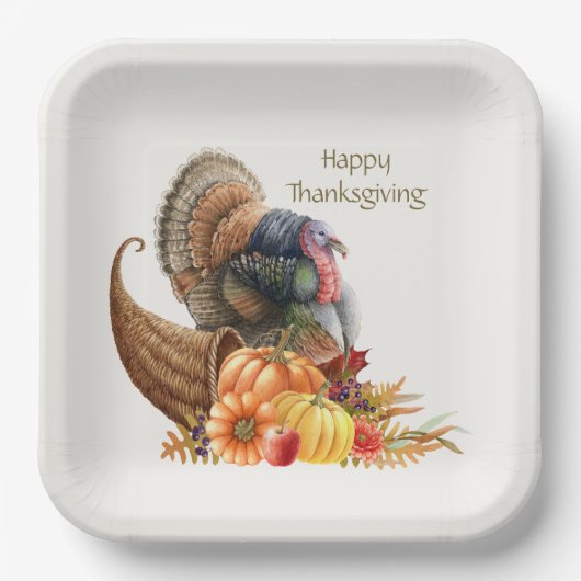 感謝祭ターキーパンプキンス紙プレート ペーパープレート (正面)