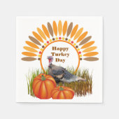 感謝祭ターキーパンプキンズホリデー スタンダードカクテルナプキン (正面)