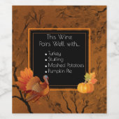 感謝祭ターキーパンプキン紅葉 ワインラベル (シングルラベル)