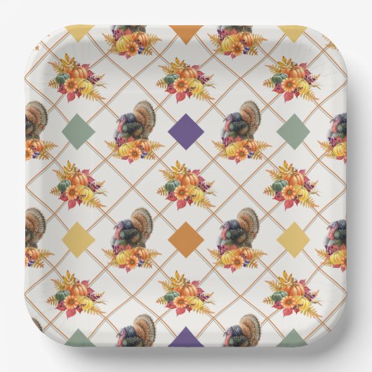 感謝祭ターキーホリデイ紙プレート ペーパープレート (正面)