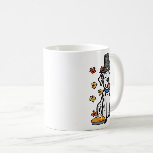 感謝祭ダルマチアンカワイイ秋秋の犬の男性を見る コーヒーマグカップ (正面右)