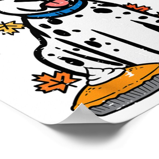 感謝祭ダルマチアンカワイイ秋秋の犬の男性を見る ポスター (角)