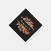 感謝祭ダークオレンジ秋の葉 スタンダードカクテルナプキン (角)