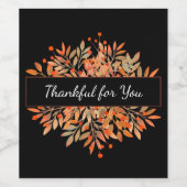 感謝祭ダークオレンジ秋の葉 ワインラベル (シングルラベル)